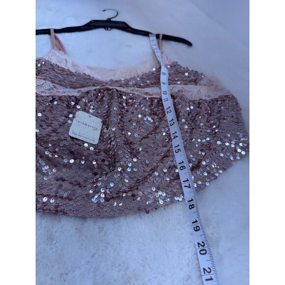 New Free People Women's Size M Right Rhythm Sequin Cami Top, CHAMPAGNE COMBO - Picture 6 of 13